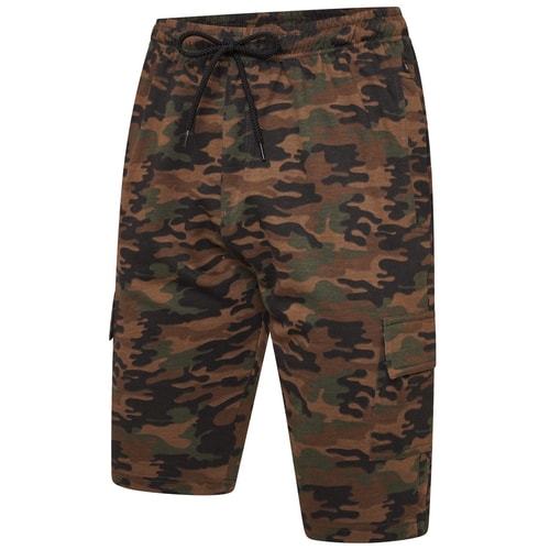 KAM Terry Cargo Camo Lounge Shorts Khaki